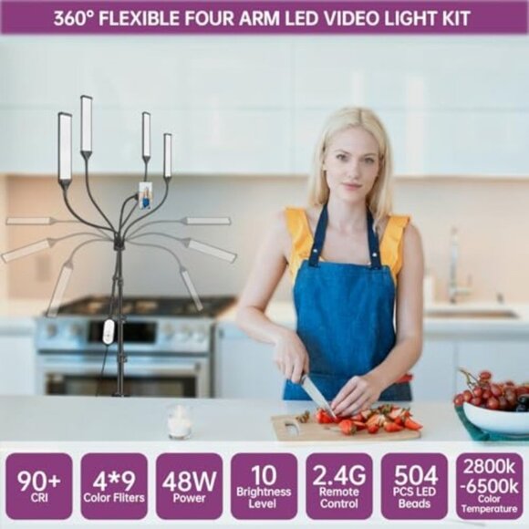 Four-arm RGB LED Photography Light, Equipped with a Tripod Mount, Photography Ba - Picture 7 of 8